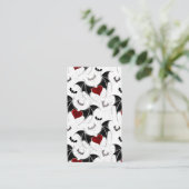 Halloween hart met zwarte vleermuisvleugels visitekaartje (Staand voorkant)