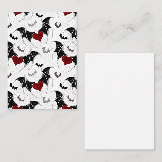 Halloween hart met zwarte vleermuisvleugels visitekaartje (Voorkant / Achterkant)