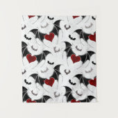 Halloween hart met zwarte vleermuisvleugels wandkleed (Voorkant)