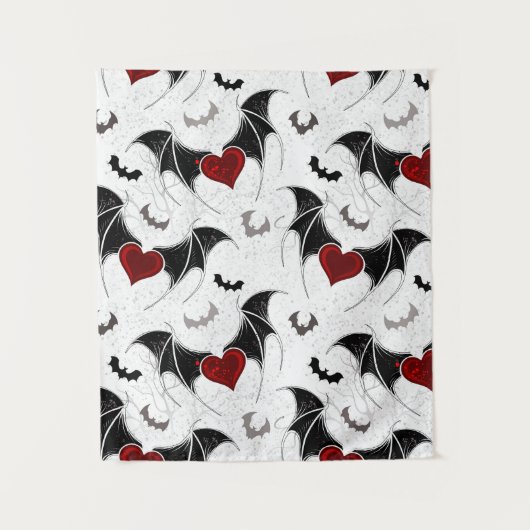 Halloween hart met zwarte vleermuisvleugels wandkleed (Voorkant)