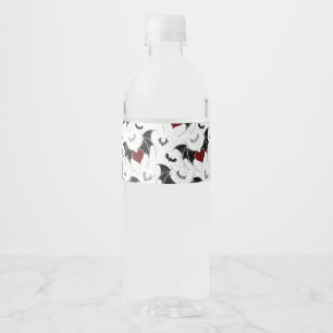 Halloween hart met zwarte vleermuisvleugels waterfles etiket