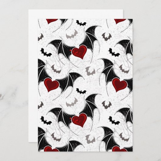 Halloween hart met zwarte vleugels aankondiging (Voorkant / Achterkant)