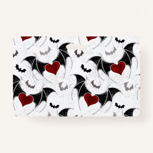 Halloween hart met zwarte vleugels badge