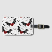 Halloween hart met zwarte vleugels bagagelabel (Voorkant (horizontaal))