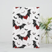 Halloween hart met zwarte vleugels briefpapier (Staand voorkant)