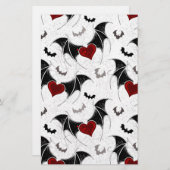 Halloween hart met zwarte vleugels briefpapier (Voorkant / Achterkant)