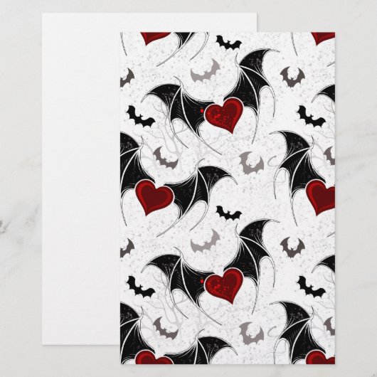 Halloween hart met zwarte vleugels briefpapier (Voorkant / Achterkant)