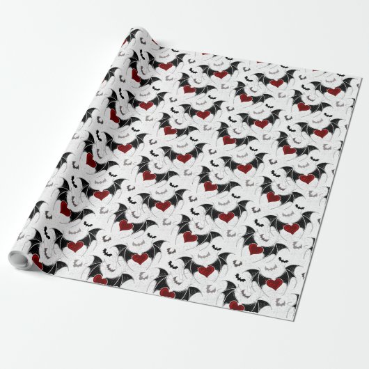 Halloween hart met zwarte vleugels cadeaupapier (Uitgerold)