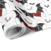 Halloween hart met zwarte vleugels cadeaupapier (Rol Hoek)
