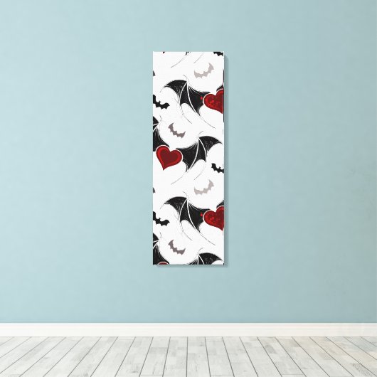 Halloween hart met zwarte vleugels canvas afdruk (Insitu (Houten vloer))