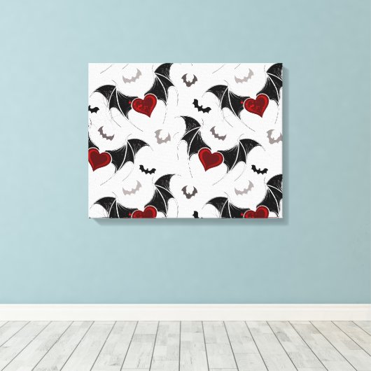 Halloween hart met zwarte vleugels canvas afdruk (Insitu (Houten vloer))