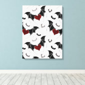 Halloween hart met zwarte vleugels canvas afdruk (Insitu (Houten vloer))