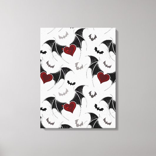 Halloween hart met zwarte vleugels canvas afdruk (Voorkant)