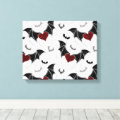 Halloween hart met zwarte vleugels canvas afdruk (Insitu (Houten vloer))