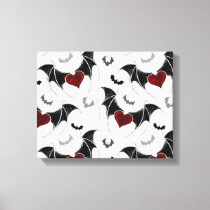 Halloween hart met zwarte vleugels canvas afdruk
