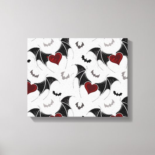 Halloween hart met zwarte vleugels canvas afdruk (Voorkant)