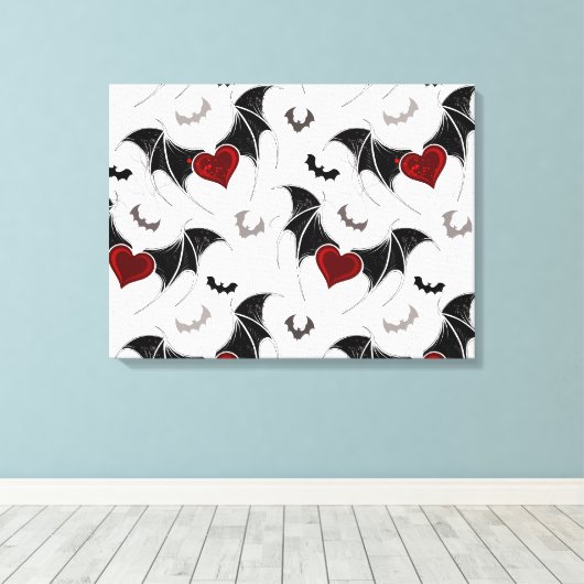Halloween hart met zwarte vleugels canvas afdruk (Insitu (Houten vloer))