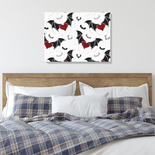 Halloween hart met zwarte vleugels canvas afdruk (Insitu (Slaapkamer))