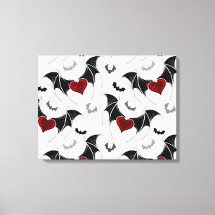 Halloween hart met zwarte vleugels canvas afdruk