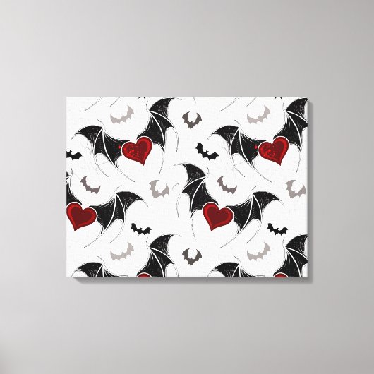 Halloween hart met zwarte vleugels canvas afdruk (Voorkant)