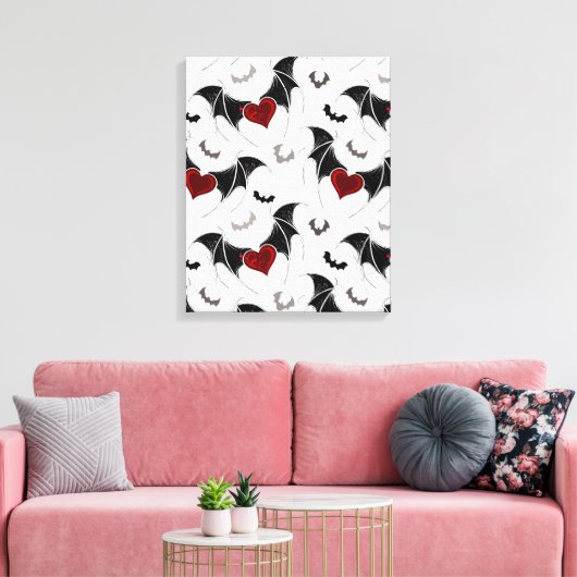 Halloween hart met zwarte vleugels canvas afdruk (Insitu (Woonkamer))