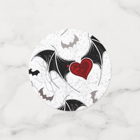 Halloween hart met zwarte vleugels confetti (Kleine voorkant)