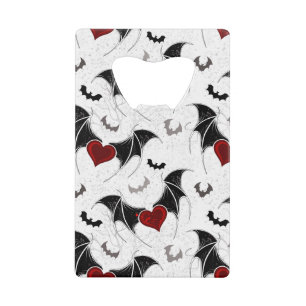 Halloween hart met zwarte vleugels creditkaart flessenopener