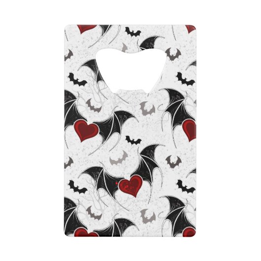 Halloween hart met zwarte vleugels creditkaart flessenopener (Voorkant)