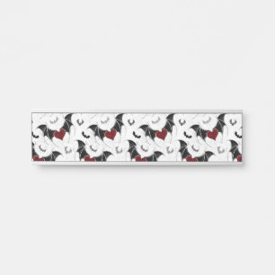 Halloween hart met zwarte vleugels deurbordje