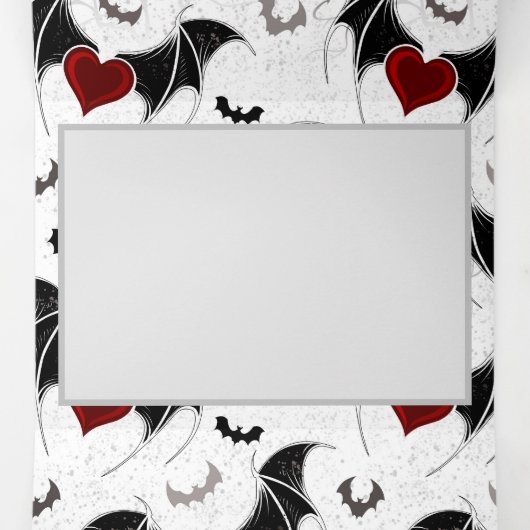 Halloween hart met zwarte vleugels drieluik aankondiging (Binnenkant midden)