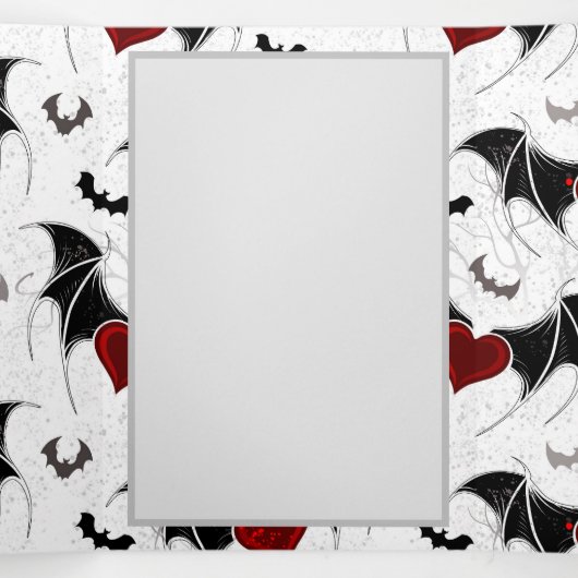 Halloween hart met zwarte vleugels drieluik kaart (Binnenkant midden)