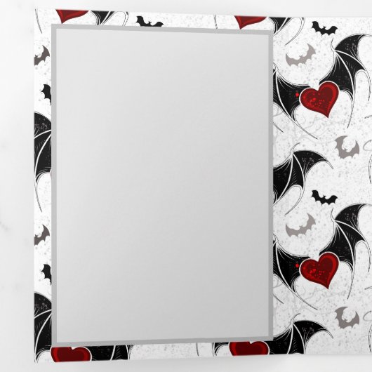 Halloween hart met zwarte vleugels drieluik programma (Binnenzijde eerst)