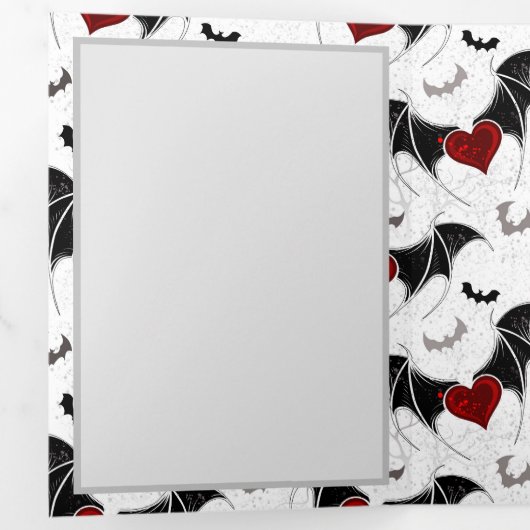 Halloween hart met zwarte vleugels drieluik uitnodiging (Binnenzijde eerst)