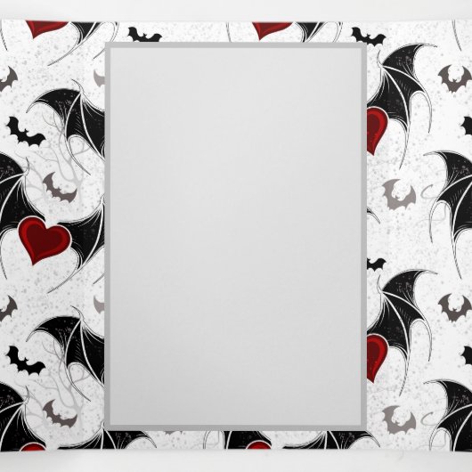 Halloween hart met zwarte vleugels drieluik uitnodiging (Binnenkant midden)