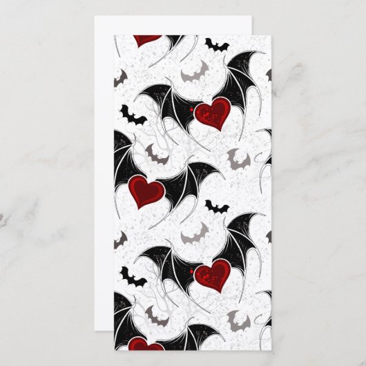 Halloween hart met zwarte vleugels feestdagenkaart (Voorkant / Achterkant)