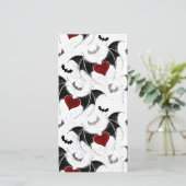Halloween hart met zwarte vleugels feestdagenkaart (Staand voorkant)