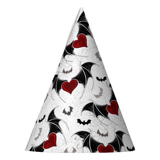 Halloween hart met zwarte vleugels feesthoedjes (Links)