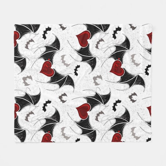 Halloween hart met zwarte vleugels fleece deken (Voorkant (Horizontaal))