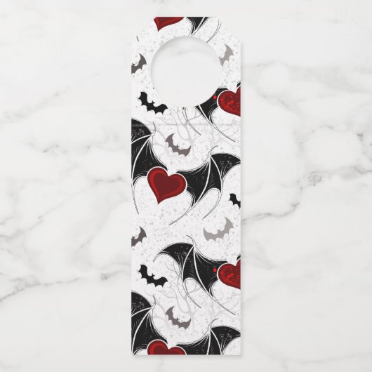 Halloween hart met zwarte vleugels flessenhanger (Voorkant)