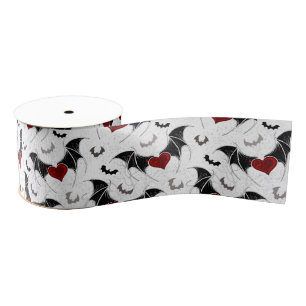 Halloween hart met zwarte vleugels grosgrain lint