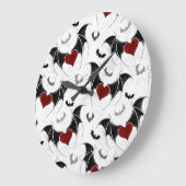 Halloween hart met zwarte vleugels grote klok (Hoek)