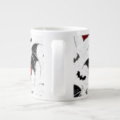 Halloween hart met zwarte vleugels grote koffiekop (Achterkant)