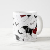 Halloween hart met zwarte vleugels grote koffiekop (Voorkant rechts)