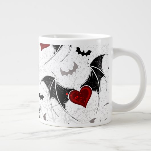 Halloween hart met zwarte vleugels grote koffiekop (Rechts)