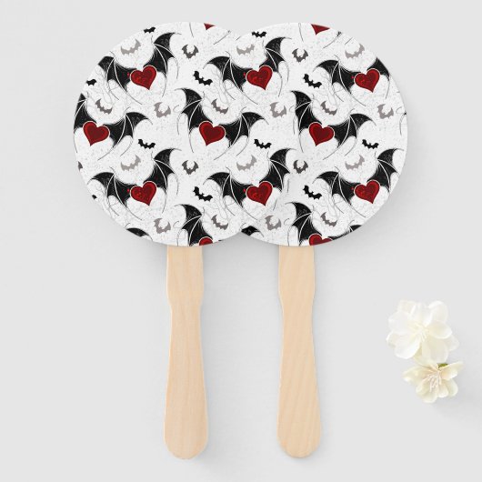Halloween hart met zwarte vleugels handwaaier (Voorkant en achterkant)