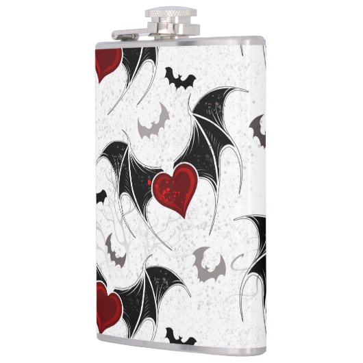 Halloween hart met zwarte vleugels heupfles (Links)