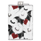 Halloween hart met zwarte vleugels heupfles (Achterkant)