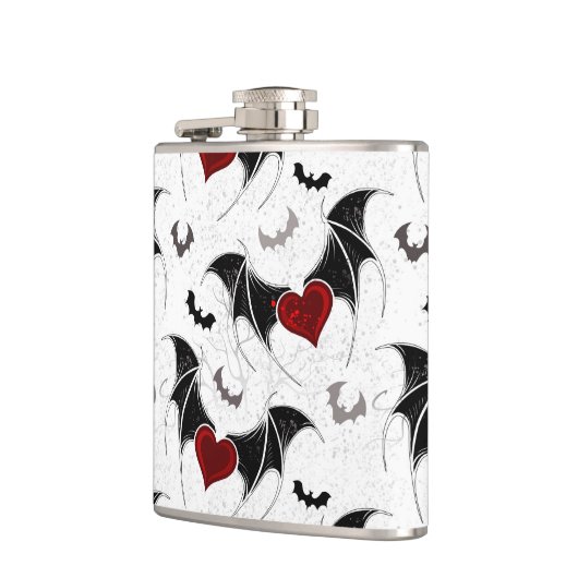 Halloween hart met zwarte vleugels heupfles (Links)