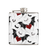 Halloween hart met zwarte vleugels heupfles (Voorkant)