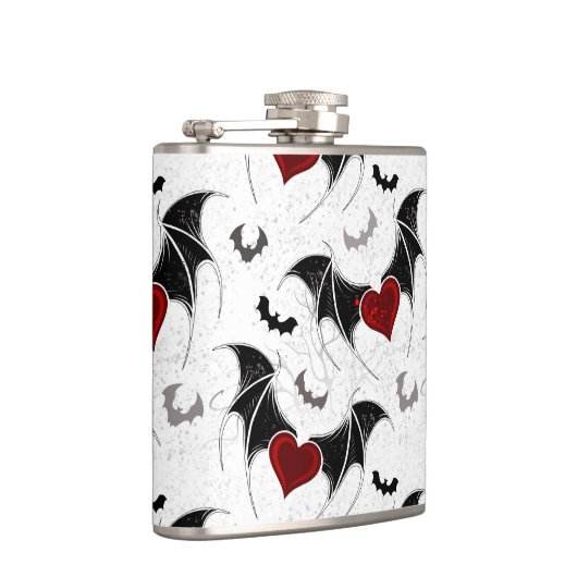 Halloween hart met zwarte vleugels heupfles (Rechts)